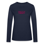 Travel is my therapy long sleeve shirt black and turquoise