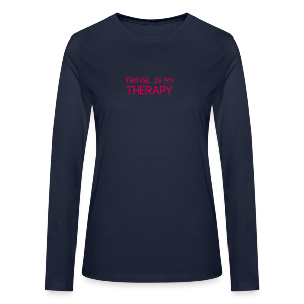 Travel is my therapy long sleeve shirt black and turquoise